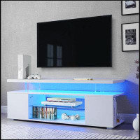 Wrought Studio TV Stand TV LED Gaming Entertainment Center Media Storage Console Table With Large Sliding Drawer & Side