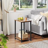 17 Stories Tea Table, 2-Storey Small Side Table With Open Storage Space, Narrow Edge Bracket Suitable For Bedrooms, Livi