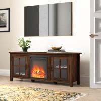 Steelside™ Imogen TV Stand for TVs up to 65" with Electric Fireplace Included