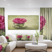 East Urban Home 'Red Rose in Cup and Saucer' Graphic Art