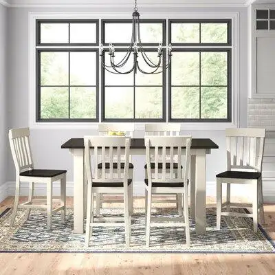 Lark Manor Ajala 7 Piece Counter Height Extendable Solid Wood Dining Set