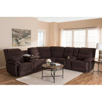 Lefancy.net Lefancy Chocolate Brown Fabric Upholstered 7-Piece Reclining Sectional Sofa