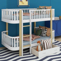 Harriet Bee Jamerial Kids Twin Over Twin Bunk Bed with Drawers
