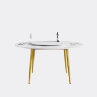 Hokku Designs Modern artificial stone round dining table-can accommodate 6 people