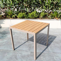 Latitude Run® Outdoor Plastic Wood Table Open Air Balcony Leisure Outdoor Courtyard Garden Waterproof Sunscreen Cafe Ant