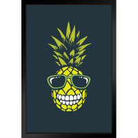 Trinx Smiling Pineapple In Sunglasses Art Print Black Wood Framed Poster 14X20