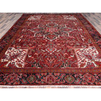 Isabelline 9'10"x12'5" Turkey Red Hand Knotted Wool Vintage Persian Heriz AbrCleaned Rustic Look Rug 8F3606B323704E22B6F