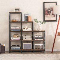 17 Stories 9 Cubes Bookcase With Carbon Steel Frame For Home Office