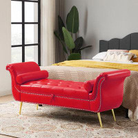 Everly Quinn Amator Faux Leather Flip Top Storage Bench