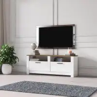 Latitude Run® Walnut And White Color Tv Stand For Tvs Up To 65"