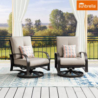 Lark Manor Arlice Patio Swivel Chair with Sunbrella Cushions