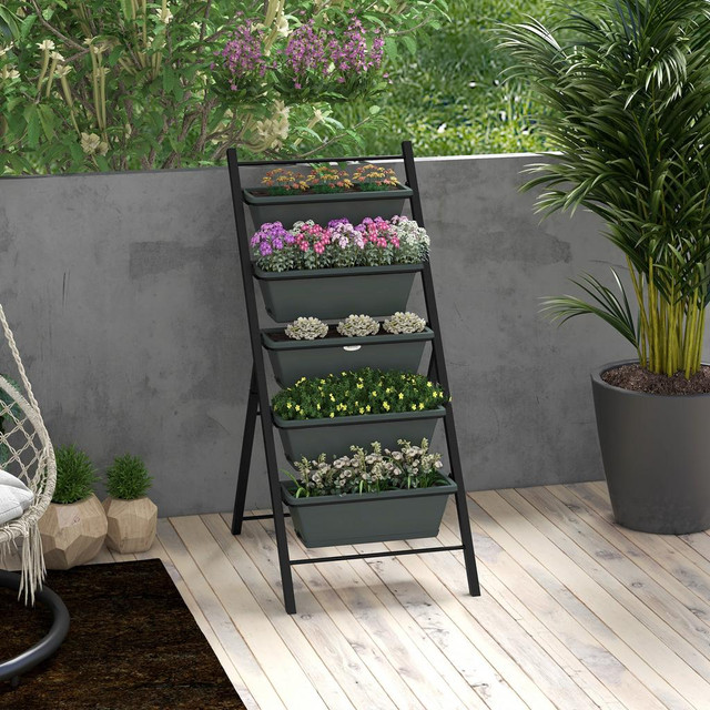 Flowerpot Stand 30.7" L x 22.6" W x 48" H Charcoal Grey in Patio & Garden Furniture