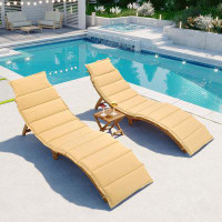 Latitude Run® Chapelcrest Outdoor Acacia Chaise Lounge with Table