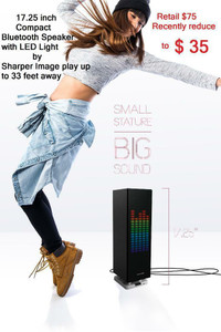 Sharper Image SBT1003BK Bluetooth Speaker with LED Light Compact