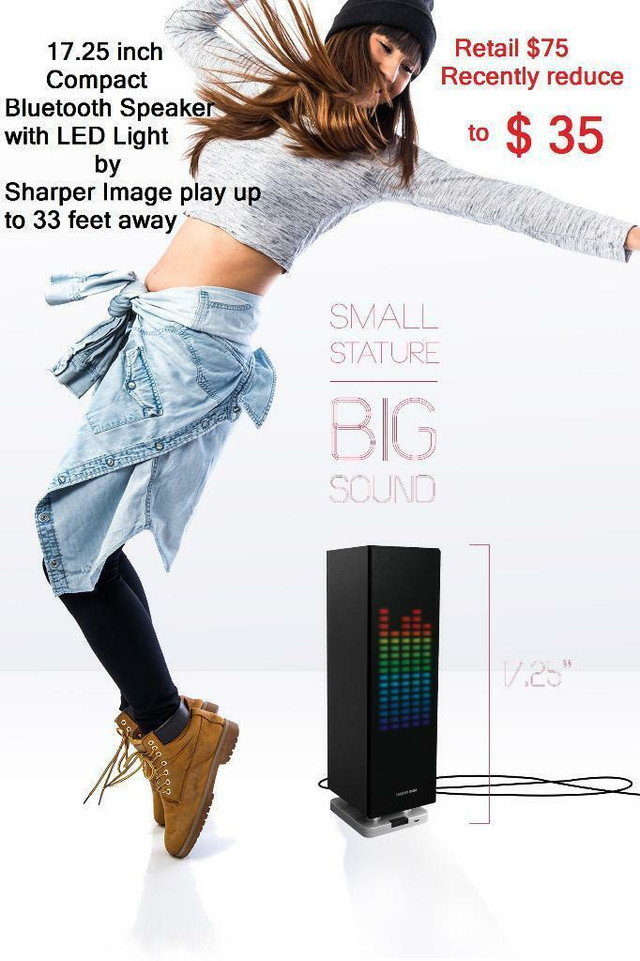 Sharper Image SBT1003BK Bluetooth Speaker with LED Light Compact in Stereo Systems & Home Theatre in City of Toronto