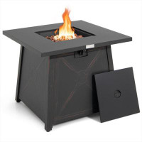 Shimano 30 Inch Square Propane Gas Fire Table With Waterproof Cover