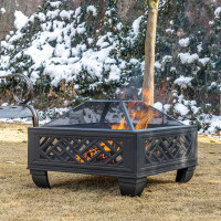 Red Barrel Studio Westlyn 18.5'' H x 26'' W Steel Wood Burning Outdoor Fire Pit with Lid
