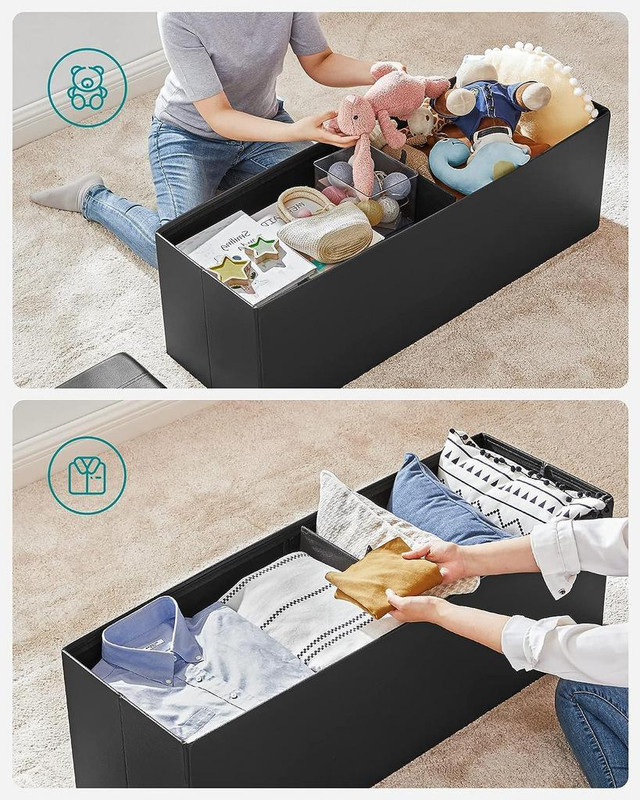 NEW 43 IN FOLDING STORAGE OTTOMAN BENCH FOOTREST PADDED SEAT ULSF701 in Other in Alberta - Image 4