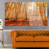 Made in Canada - Design Art Colourful Red Forest at Sunset' 4 Piece Photographic Print on Metal Set