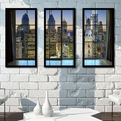 Picture Perfect International Philadelphia, Pennsylvania, USA Downtown Skyline Window - 3 Piece Picture Frame Photograph in Home Décor & Accents