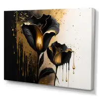 House of Hampton Black And Gold Cally Lillies - Floral & Botanical Canvas Wall Art