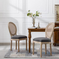 Ophelia & Co. Linen Rattan Back Dining Chair (Set Of 2)
