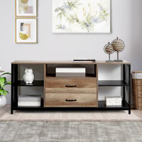 17 Stories Rustic TV Stand with Storage Drawers for TVs up to 60"