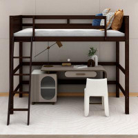 Harriet Bee Hasmik Solid Wood Twin Size Loft Bed with Ladder
