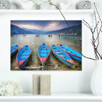 Design Art 'Row of Blue Boats in Pokhara Lake' Photograph