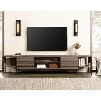 17 Stories 17 Storeys Mid-Century TV Stand For 100 Inch TV, Espresso Entertainment Centre For 80 85 90 Inch TV Console T