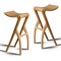 Recon Furniture Modern Solid Wood Tall Stool(Set of 2)