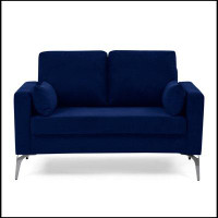 Wrought Studio Loveseat Living Room Sofa,With Square Arms And Tight Back, With Two Small Pillows