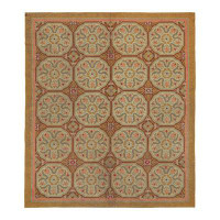 Rug & Kilim Antique Spanish Savonnerie rug in Ochre with Medallion Patterns by Rug & Kilim