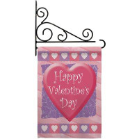 Breeze Decor Valentine Heart - Impressions Decorative Metal Fansy Wall Bracket Garden Flag Set GS101047-BO-03