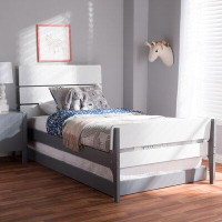 Winston Porter Accetturri Modern Classic Mission Style White And Dark Brown-Finished Wood Twin Platform Bed