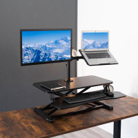 Vivo VIVO Black 32" Standing Desk Riser With 13" To 32" Monitor Mount + Laptop Tray