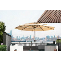 Arlmont & Co. 9ft 3-tiers Outdoor Patio Umbrella With Crank And Tilt And Wind Vents For Garden Deck Backyard Pool Shade