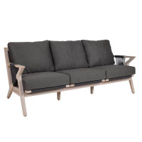 Woodbridge Furniture Bellevue 79'' Wide Outdoor Teak Patio Sofa with Sunbrella Cushions