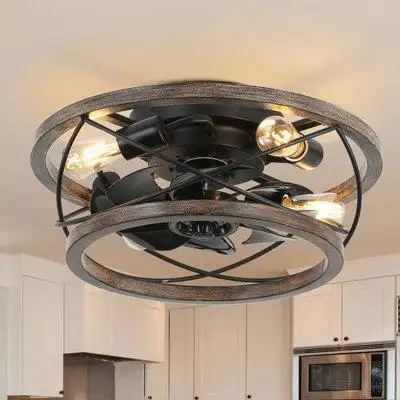 Introducing the 18 Drum Farmhouse Wood Ceiling Fan with Metal Accents—a perfect blend of rustic char...