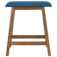Red Barrel Studio 2 Counter-Height Stools - Weathered Oak With Blue Cushion