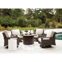 Signature Design by Ashley Paradise Trail Outdoor Fire Pit Table And 4 Chairs