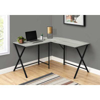 Lux Comfort 55" Grey Top And Black Metal Corner Computer Desk