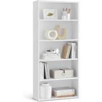 Latitude Run® Bookshelf, 23.6 Inches Wide, 5-Tier Open Bookcase With Adjustable Storage Shelves, Floor Standing Unit, Ru