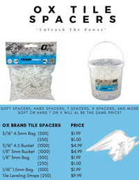 OX Brand Tile Spacers