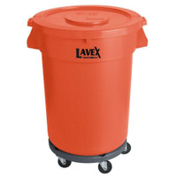 Lavex Janitorial 32 Gallon Round Commercial Trash Can with Lid and Dolly *RESTAURANT EQUIPMENT PARTS SMALLWARES HOODS*