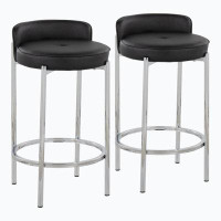 Wenty Contemporary Counter Stool In Metal And Faux Leather By Lumisource - Set Of 2