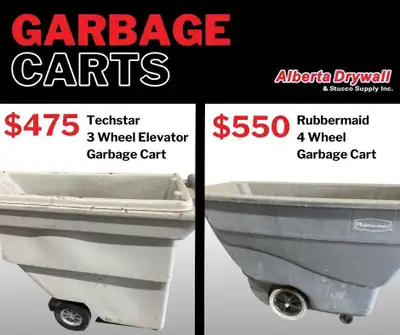 Used heavy-duty drywall carts for easy transportation of trash or materials throughout the workspace...