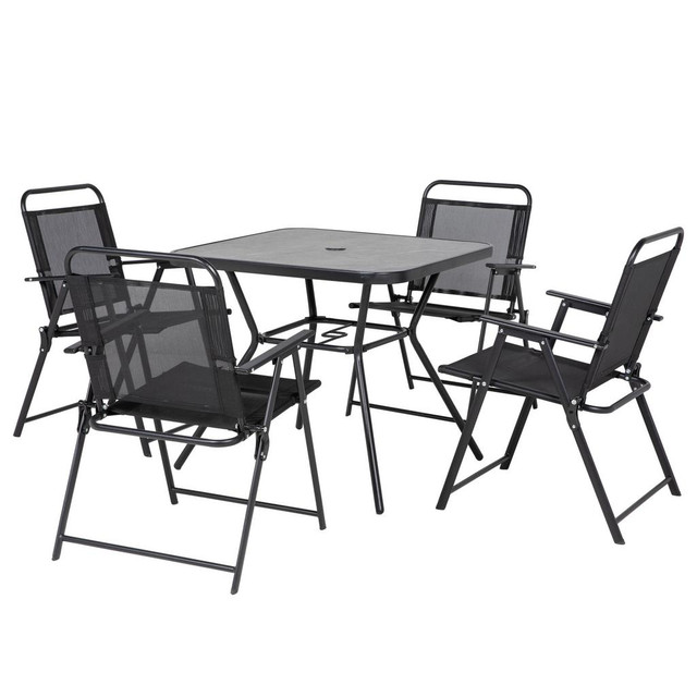 Patio Table Set 31.5" x 31.5" x 28" Black in Patio & Garden Furniture - Image 2