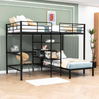 Isabelle & Max™ Domaine Full Over Twin Metal Bunk Bed with Desk, Shelves and Ladder