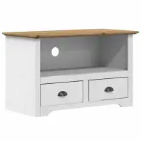 Red Barrel Studio Todaydecor TV Stand with 2 Drawers BODO White 35.8"x16.9"x22" Solid Wood Pine